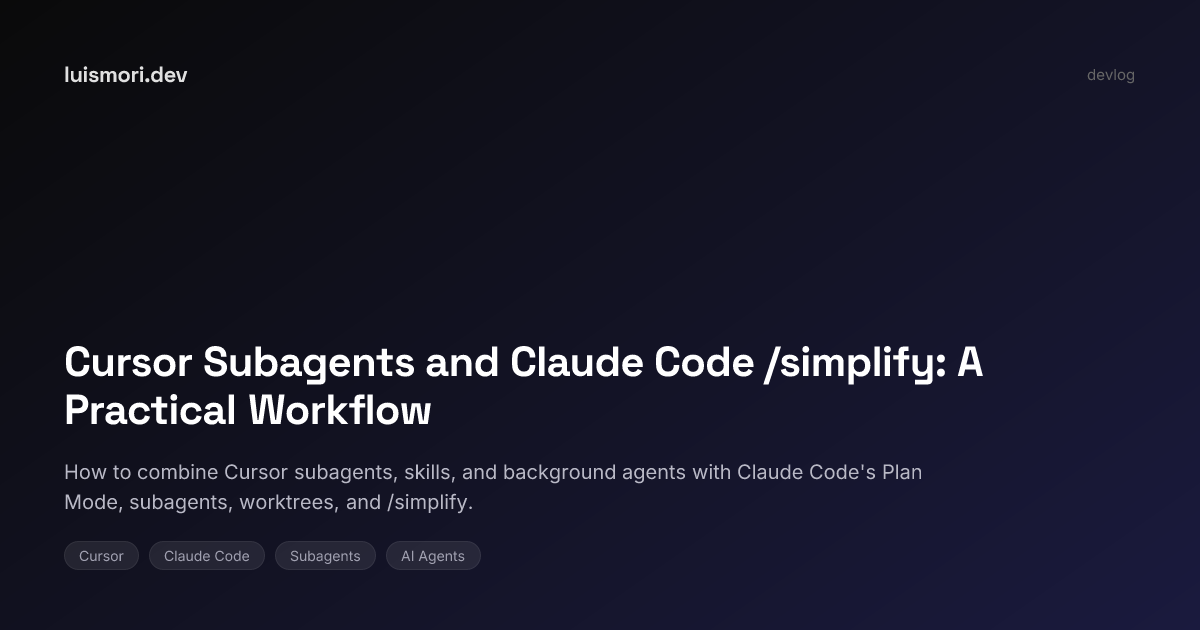 Cursor Subagents and Claude Code /simplify: A Practical Workflow | luismori
