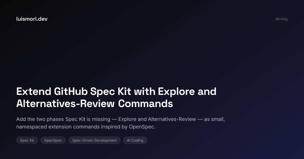 Extend GitHub Spec Kit with Explore and Alternatives-Review Commands ...