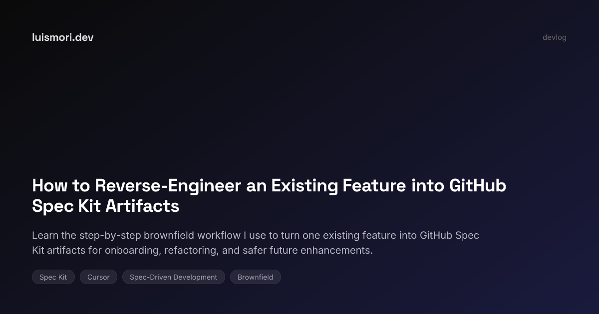 How to Reverse-Engineer an Existing Feature into GitHub Spec Kit ...