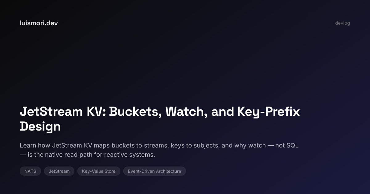 JetStream KV: Buckets, Watch, and Key-Prefix Design | luismori