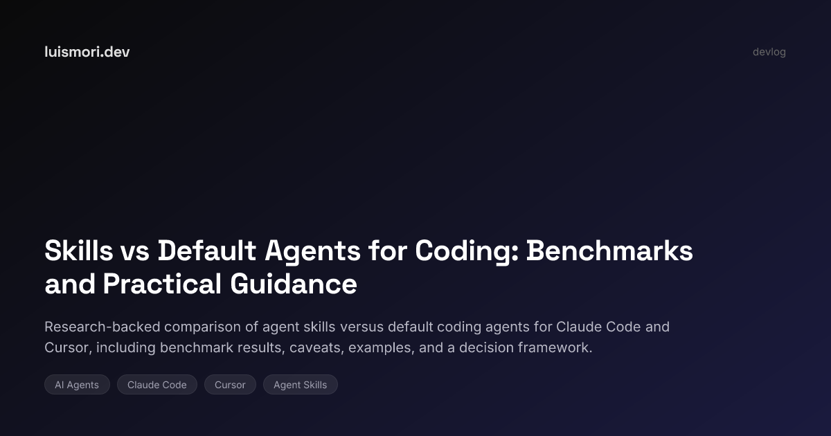 Skills vs Default Agents for Coding: Benchmarks and Practical Guidance ...